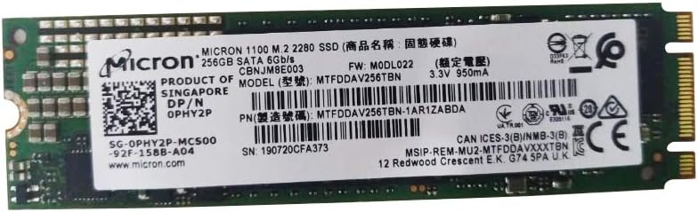 Micron 1100 MTFDDAV256TBN-1AR1ZTAYY 256GB M.2 2280 6Gbps 3D NAND TLC TAA SATA Solid State Drive