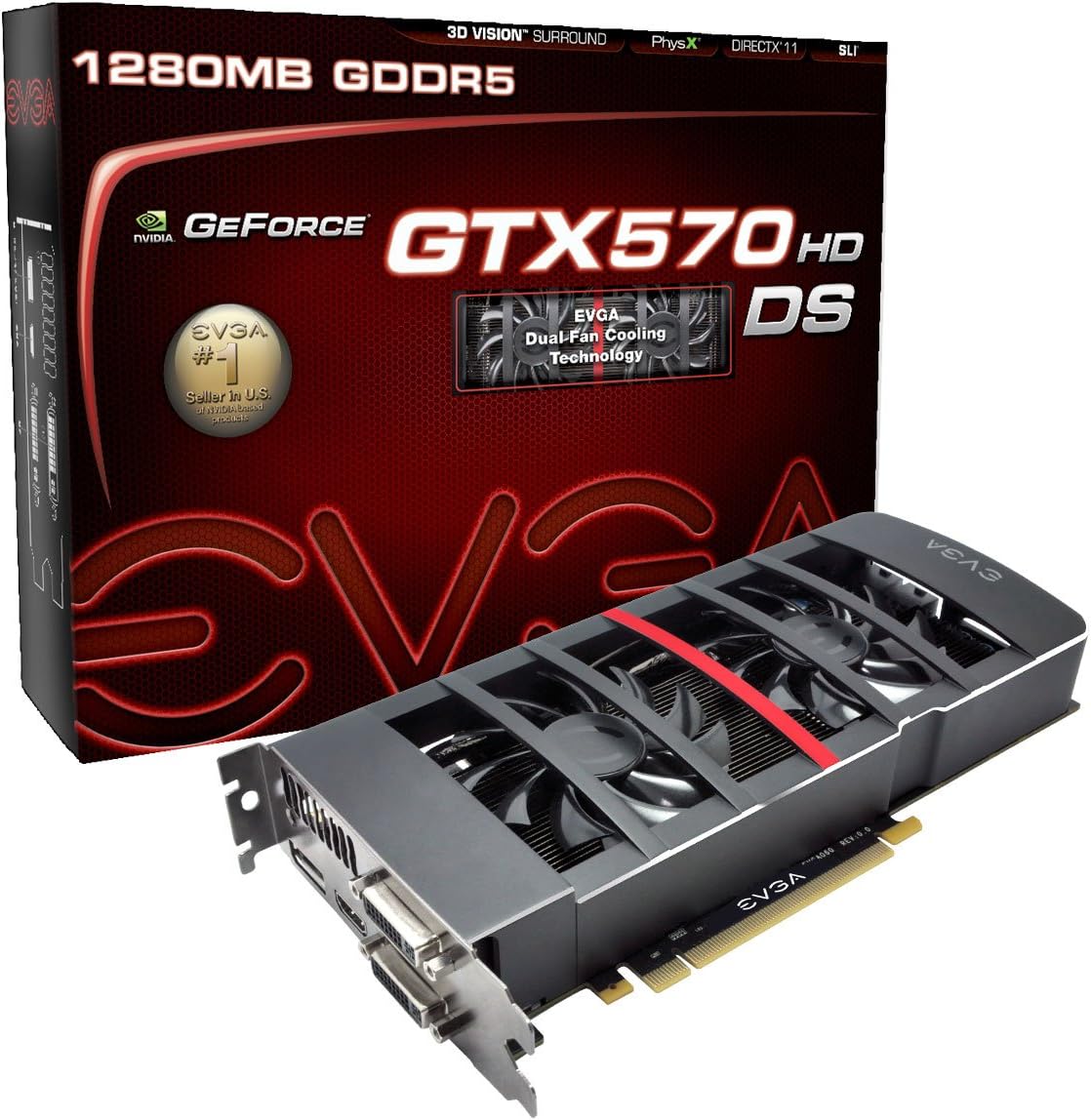 012-P3-1570-B6 - EVGA GeForce GTX 570 (Fermi) 1.2GB 320-Bit GDDR5 PCI Express 2.0 x16 Dual DVI/ mini-HDMI/ HDCP Ready SLI Support Video Graphics Card