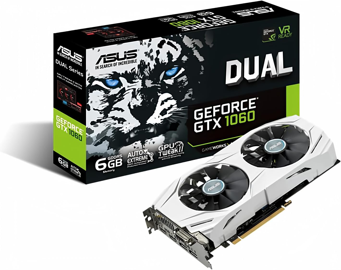 DUAL-GTX1060-O6G - ASUS GeForce GTX 1060 6GB GDDR5 192-Bit 2x HDMI/ 2x DisplayPort/ HDCP/ DVI-D PCI Express 3.0 Video Graphics Card