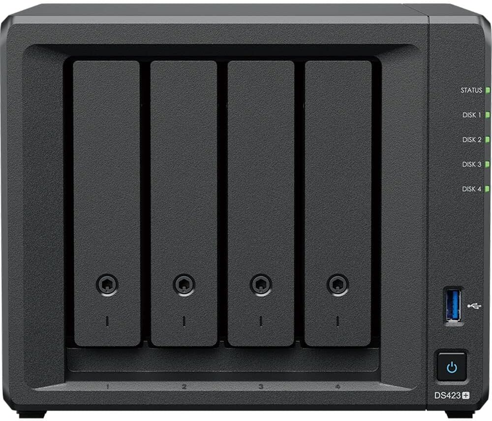 Synology 16TB DiskStation DS423+ 4-Bay SATA NAS Server 4x 10TB SATA HDDs, 6GB RAM, 1TB (2x 500GB) NVMe Cache SSDs - Brand New