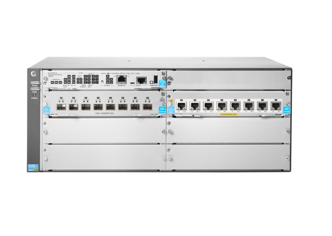 HPE JL002-61101 Aruba 5400 Series 5406R-8XGT-PoE+/8SFP+ 8-Ports PoE+ 10GBase-T RJ-45 + 8-Ports SFP+ 10GbE + 4 x Open Module Slots Layer 3 Managed Rack-mountable Gigabit Ethernet Network Modular Switch