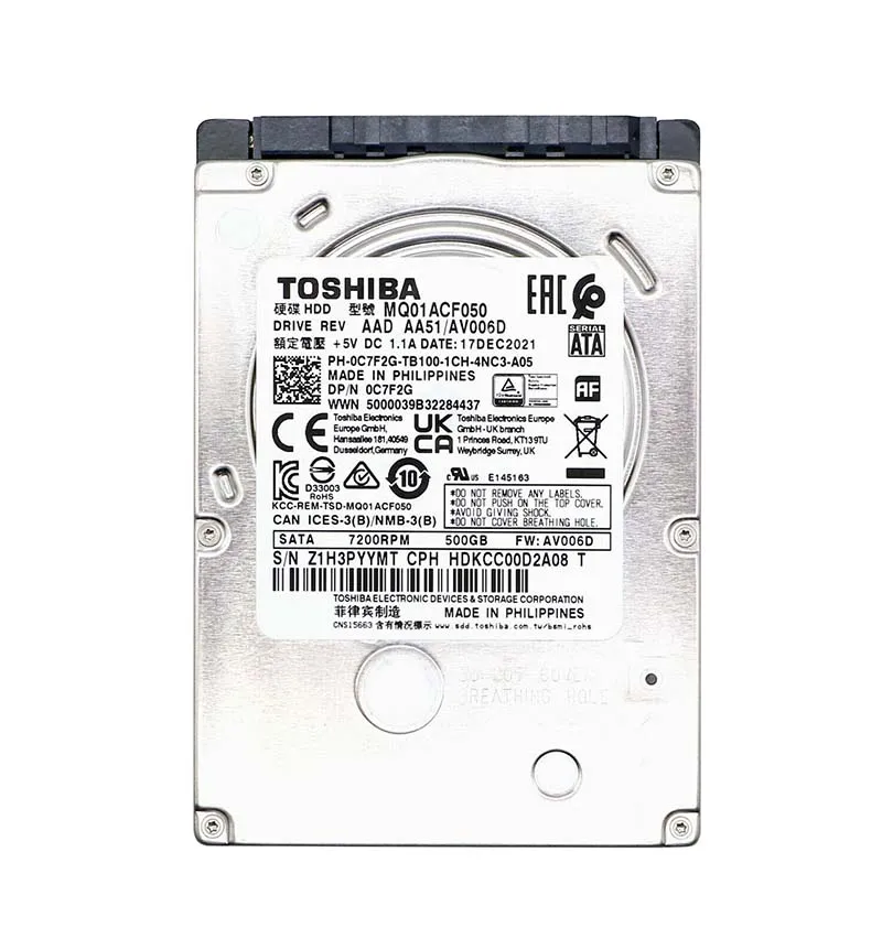 Toshiba MQ01ACF050 MQ01ACF Series 500GB 7200RPM SATA 3Gb/s 16MB Cache (512e) 2.5-Inch Hard Drive