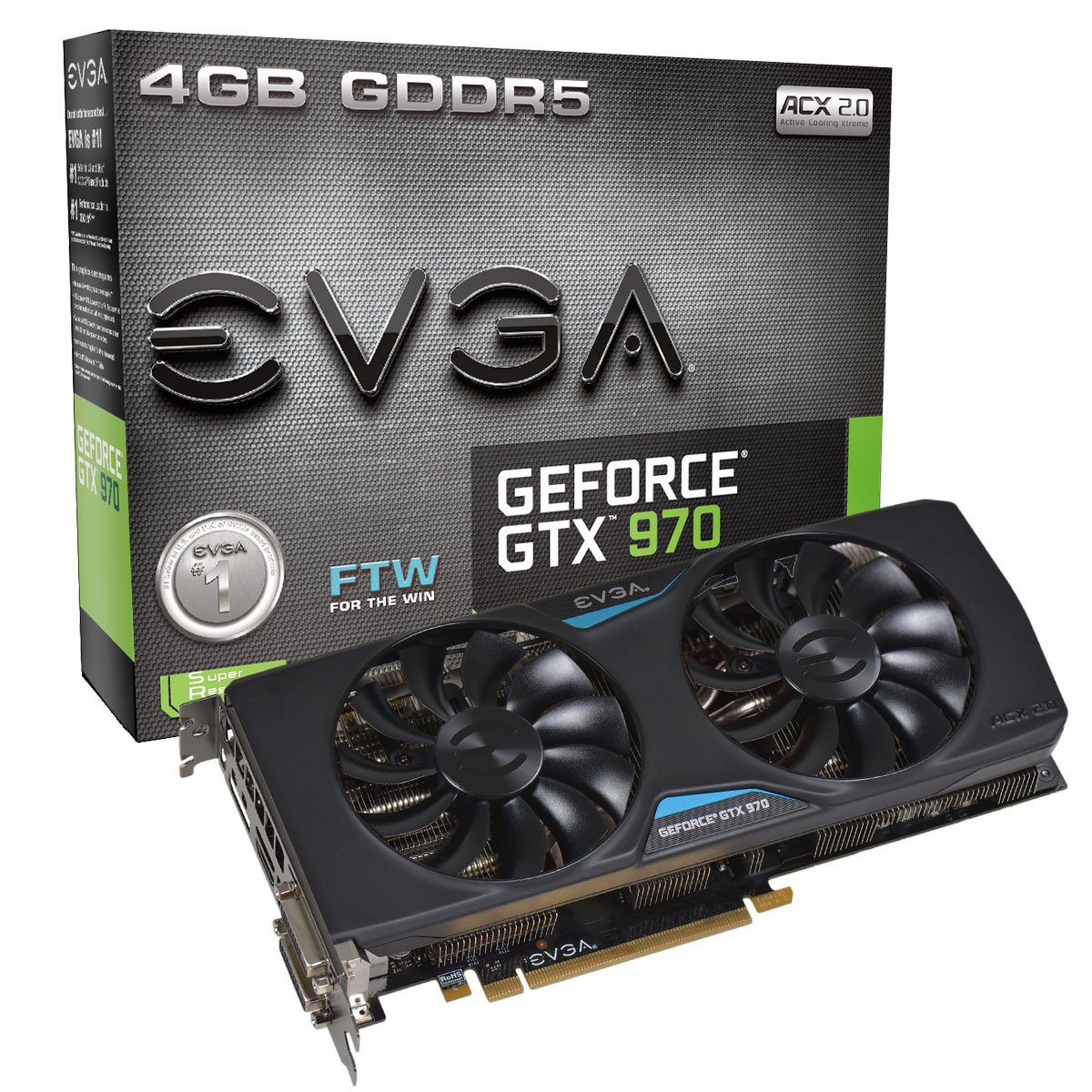 04G-P4-2978-KR - EVGA Nvidia GeForce GTX 970 FTW ACX 2.0 4GB GDDR5 256-Bit PCI Express 3.0 Video Graphics Card