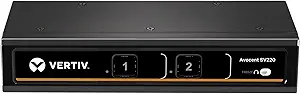 Vertiv Avocent SV220‑001 2‑Port DVI‑I 4K Ultra HD Desktop KVM Switch