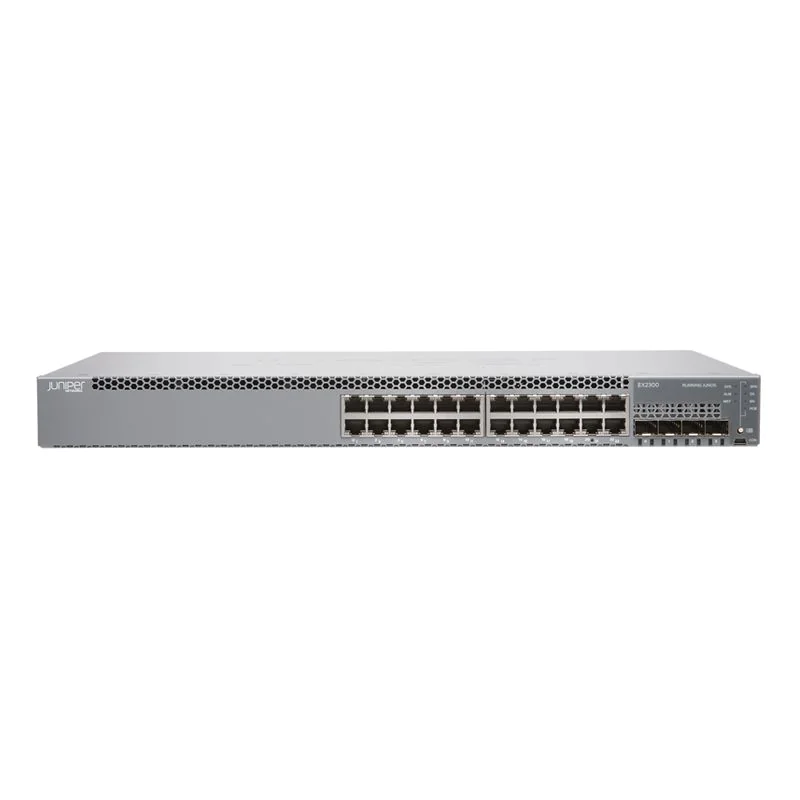 EX2300-24P-TAA - Juniper EX2300 Series EX2300-24P 24 x RJ-45 Ports PoE+ 10/100/1000Base-T + 4 x SFP+ Ports Layer 3 Managed Rack-mountable Gigabit Ethernet Network Switch