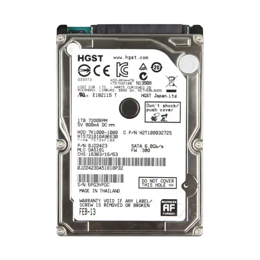 HTS721010A9E630 - HGST Travelstar 7K1000 Series 1TB 7200RPM SATA 6Gb/s 32MB Cache 512e 2.5-inch Hard Drive