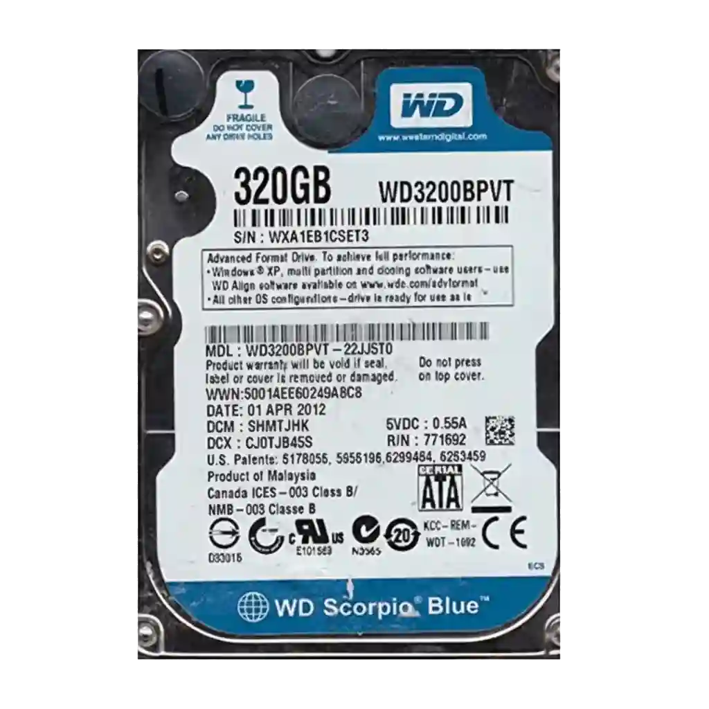 Western Digital Scorpio Blue WD3200BPVT 320GB 5.4K SFF 2.5" SATA Hard Drive