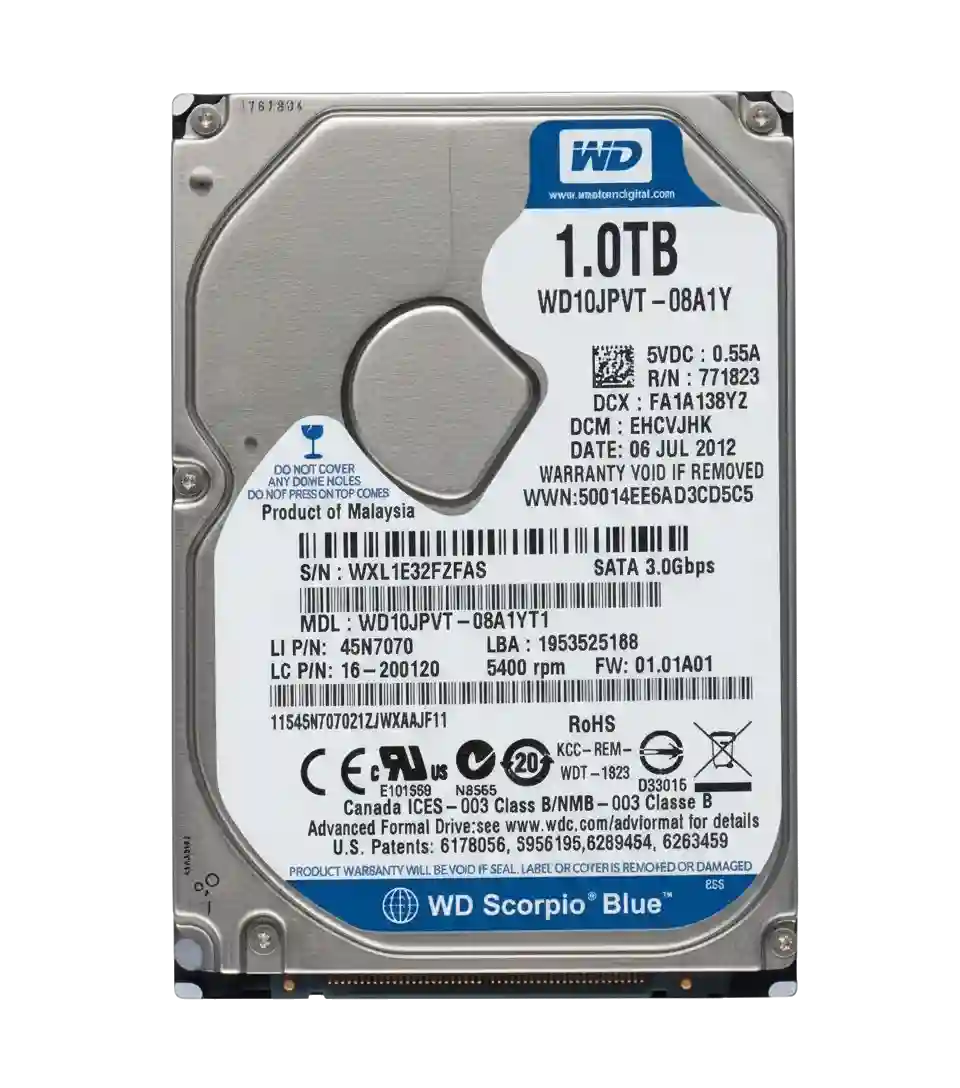 Western Digital WD10JPCX-24UE4T0 Blue 1TB 5400RPM SATA 3GB/s Hot-Swappable 8MB Cache 2.5-Inch Hard Drive