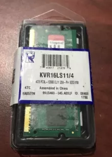 KVR16LS11/4 - Kingston Technology 4GB DDR3-1600MHz PC3-12800 non-ECC Unbuffered CL11 204-Pin SoDimm 1.35V Low Voltage Memory Module