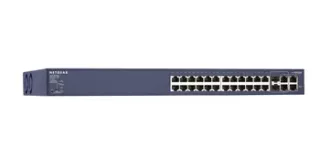 FS728TP-100NAS - Netgear ProSafe FS728TP 24 x Ports PoE 10/100Base-TX + 4 x 1GbE RJ-45 + 2 x Ports Combo RJ-45/SFP Layer 3 Managed 1U Rack-Mountable Fast Ethernet Network Switch