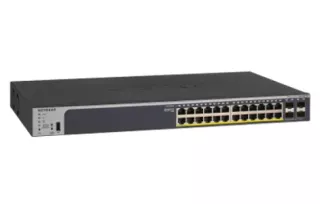 GS728TPPv2 - Netgear ProSafe 24 x RJ-45 Ports PoE+ 10/100/1000Base-T + 4 x SFP Ports Layer 3 Managed 1U Rack-mountable Gigabit Ethernet Stackable Smart Network Switch