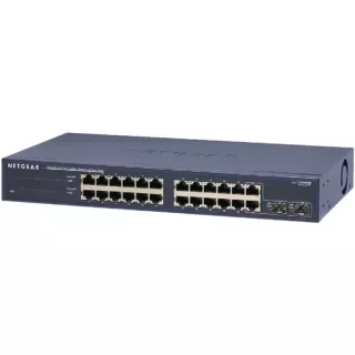 JGS524PE-100AJS - Netgear Prosafe JGS524PE 24 x Ports (12 x Ports PoE+) 10/100/1000Base-T Rack-mountable Unmanaged Gigabit Ethernet Network Switch